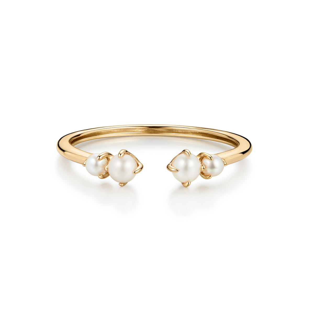 Double Pearl Gold Stacking Ring