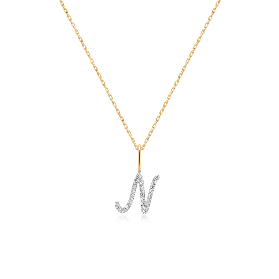 Pavé Diamond Initial Necklace