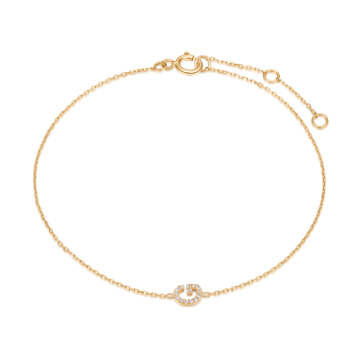 Pavé Diamond Initial Chain Bracelet