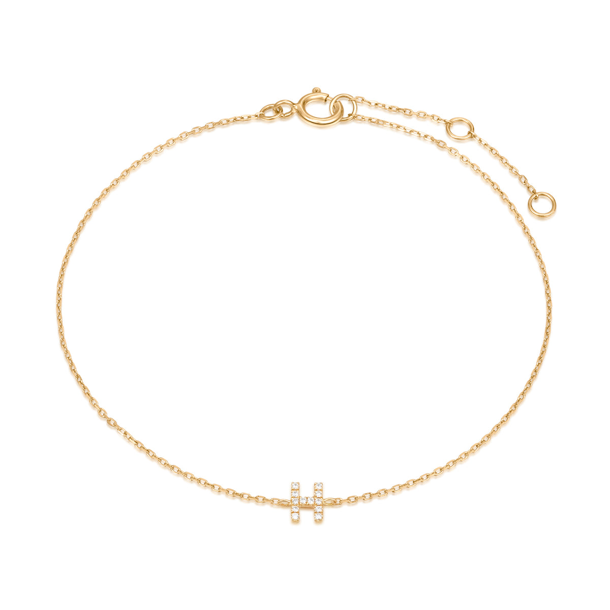 Pavé Diamond Initial Chain Bracelet