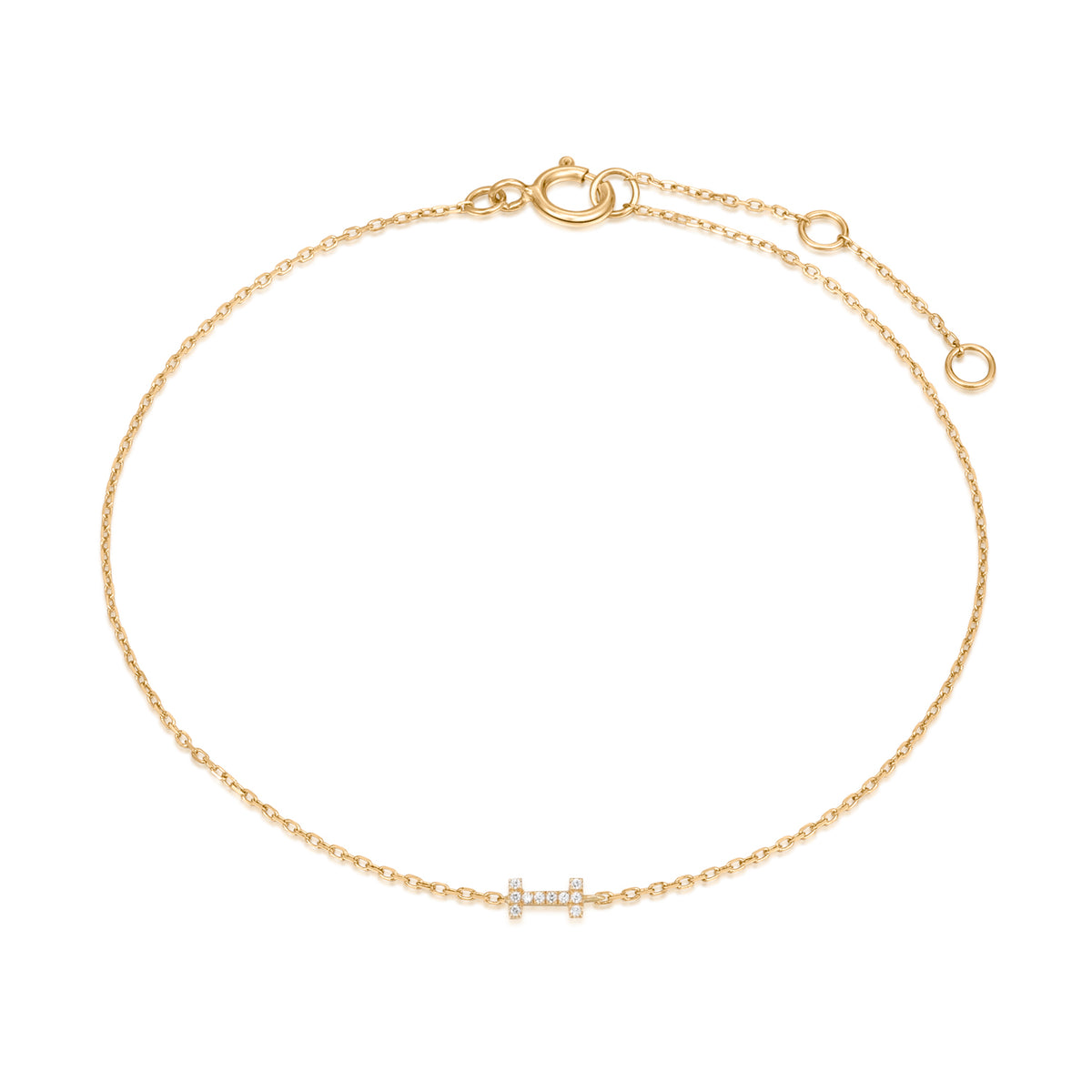 Pavé Diamond Initial Chain Bracelet