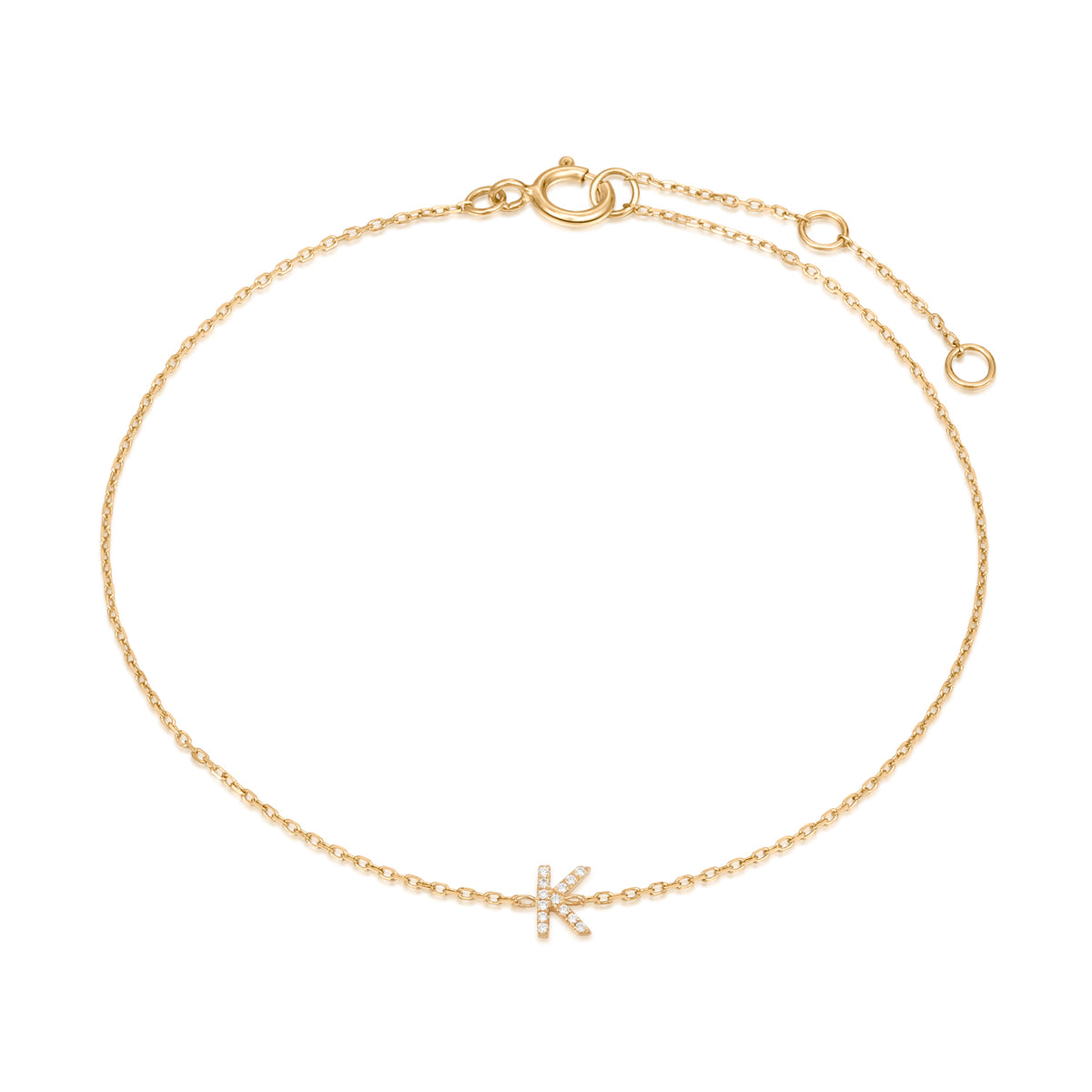 Pavé Diamond Initial Chain Bracelet
