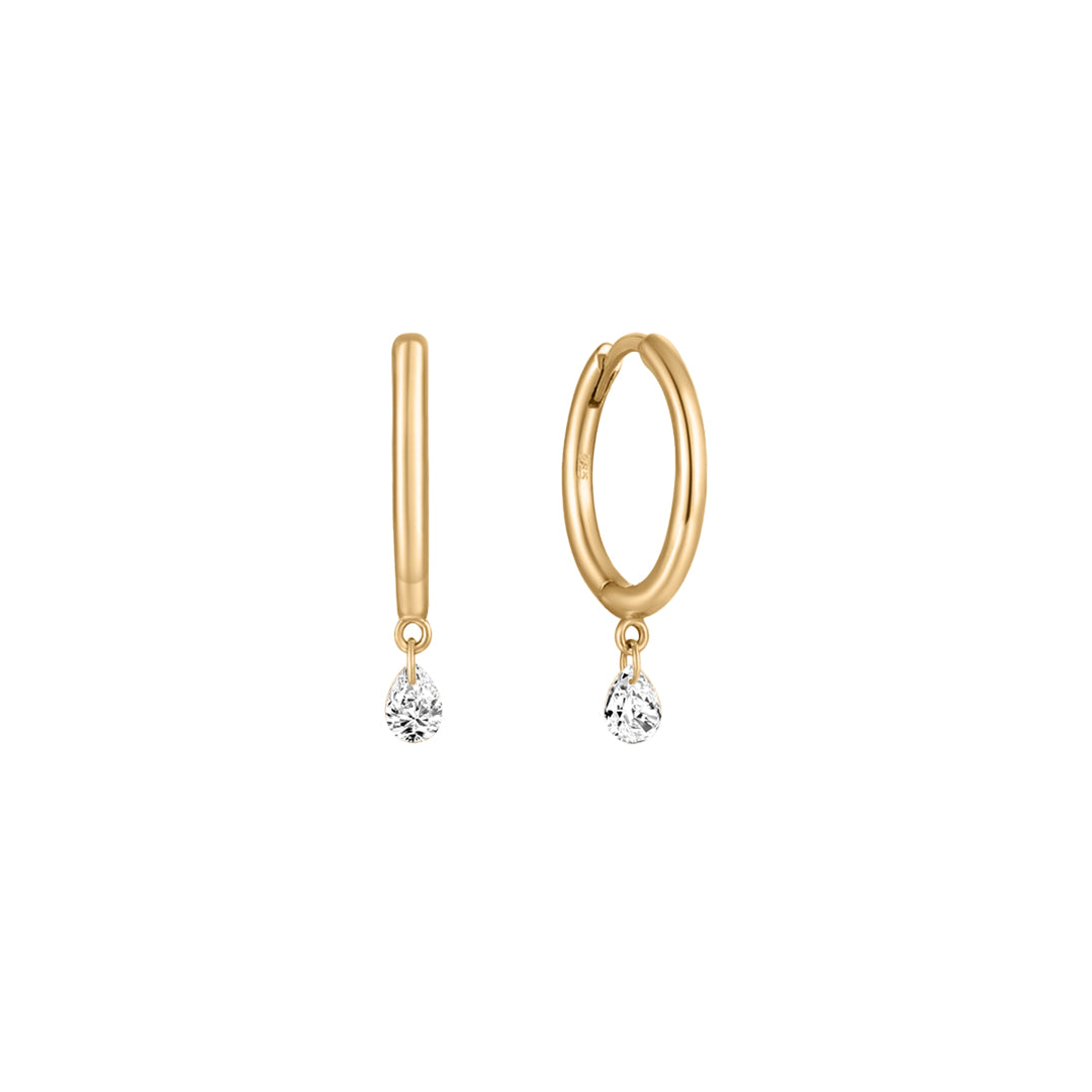 Pear Lab-Grown Diamond Drop Hoop Earrings