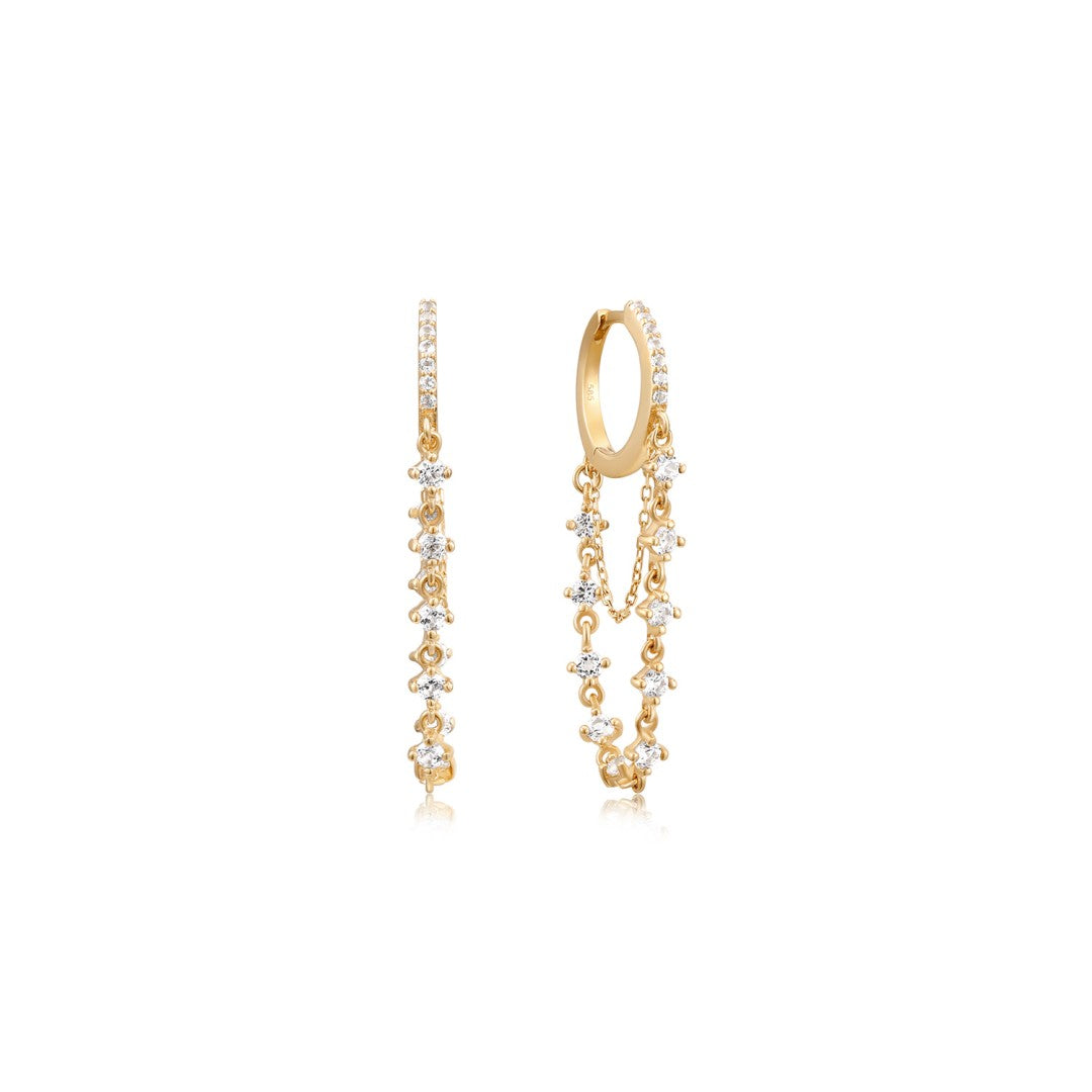 Double Chain Lab-Grown Diamond Huggie Earrings