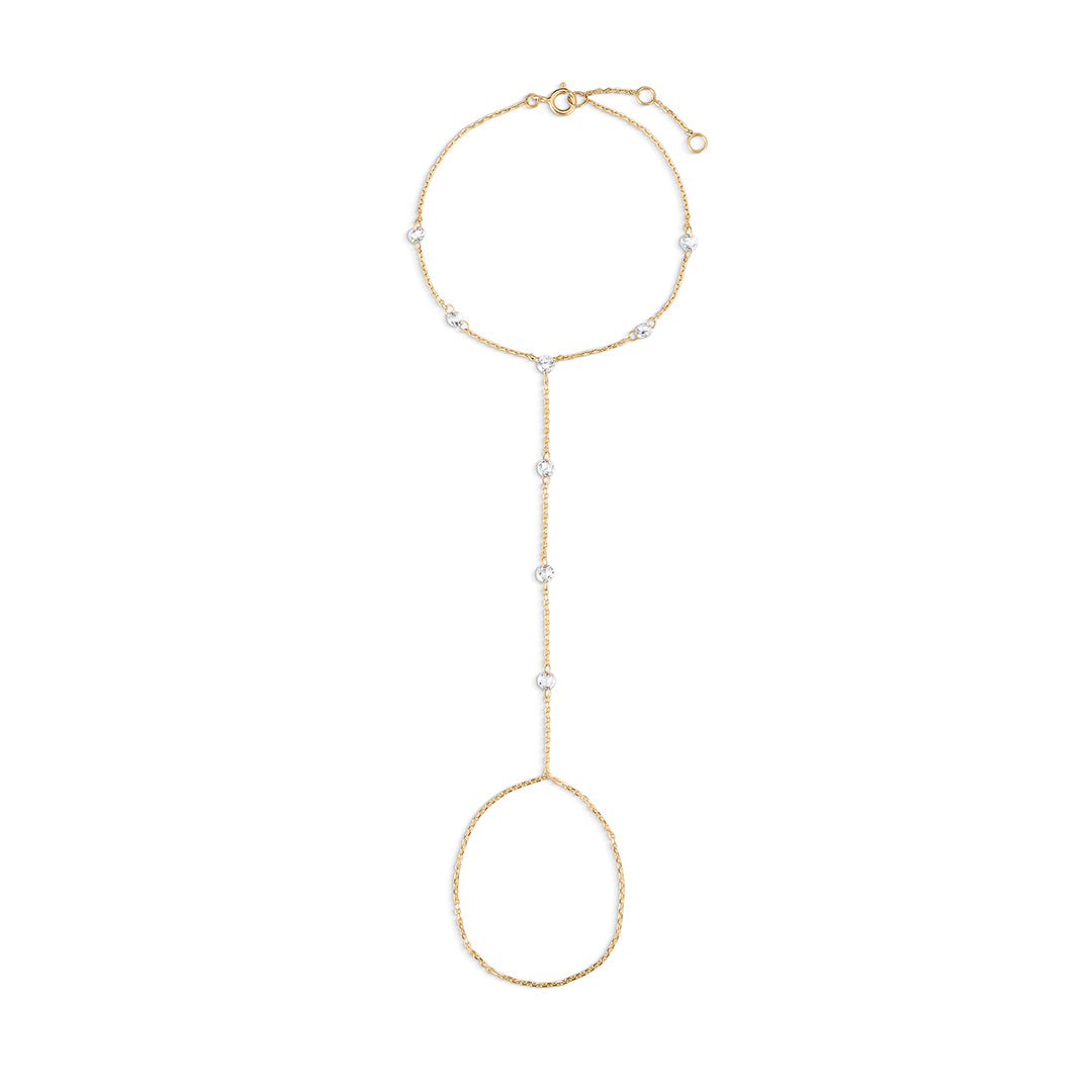 Lab-Grown Diamond Rose-Cut Hand Chain Bracelet