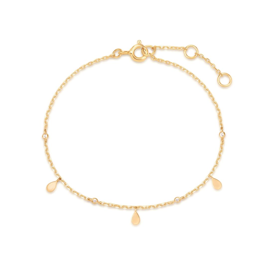 Natural Diamond Gold Teardrop Charm Bracelet