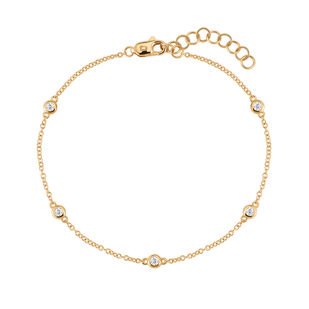 1.9MM Natural Diamond Bezel-Set Chain Bracelet