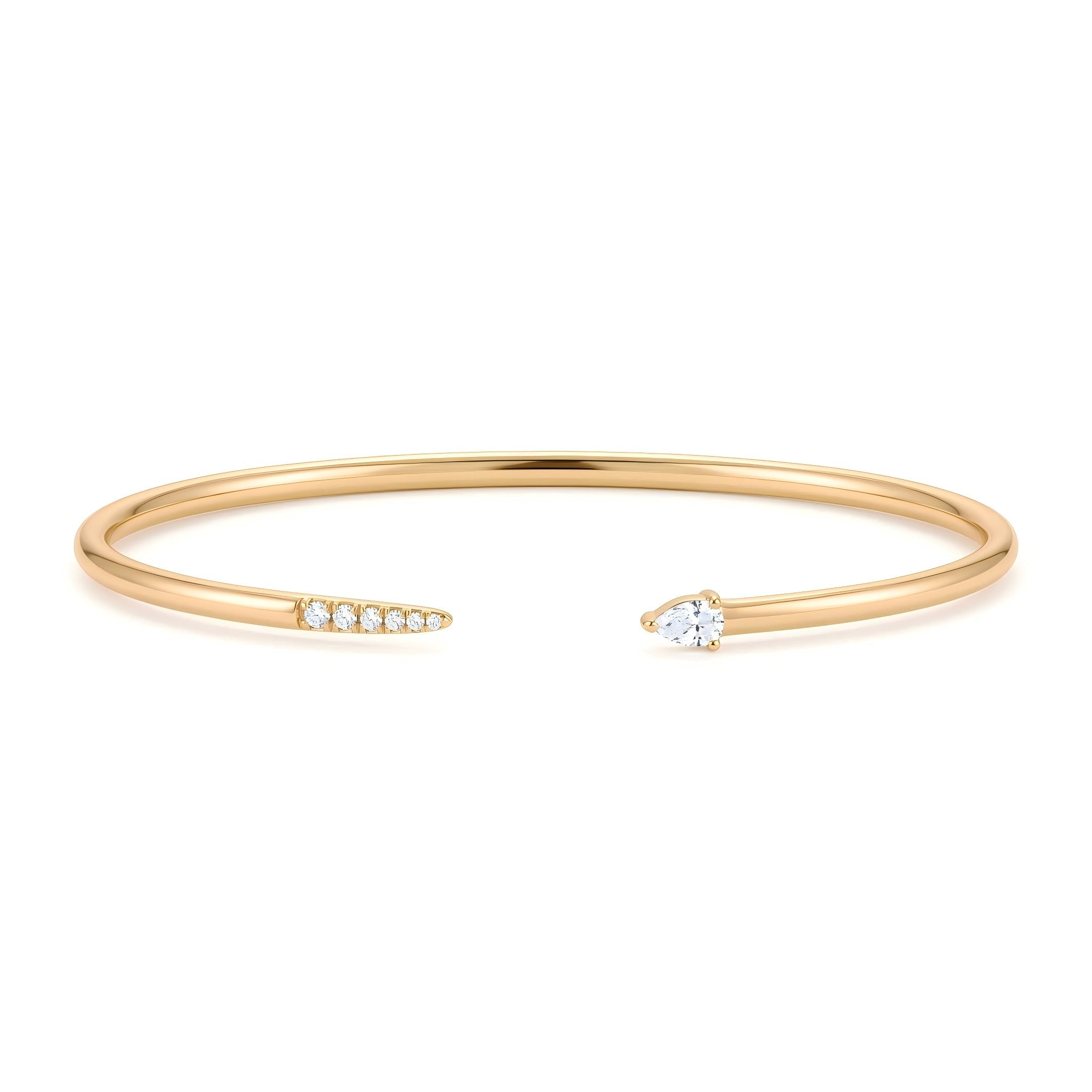 Pear & Pavé Lab-Grown Diamond Open Bangle