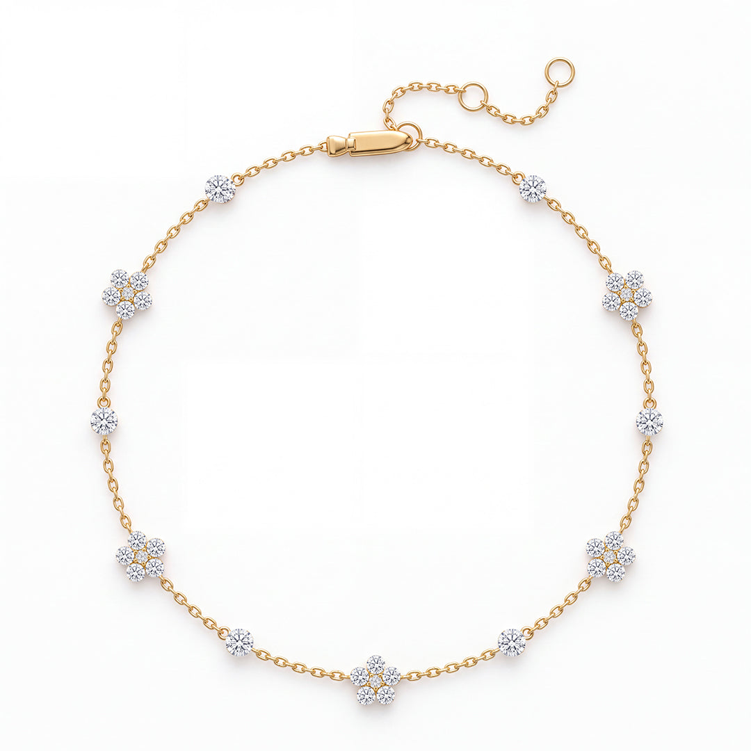 Lab-Grown Diamond Invisible-Set Floral Bracelet
