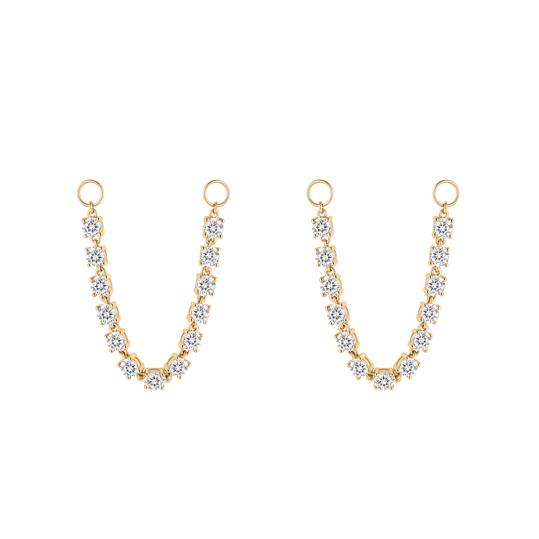 Natural Diamond Curved Drop Charms for Huggie Hoop— Pair