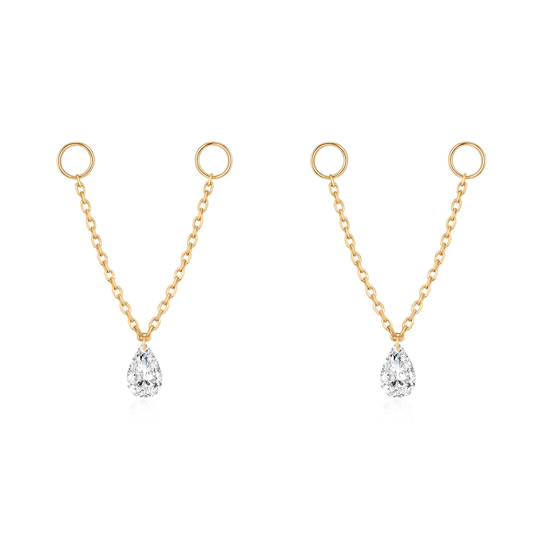 Pear-Shaped Drilled Diamond Connector Charms