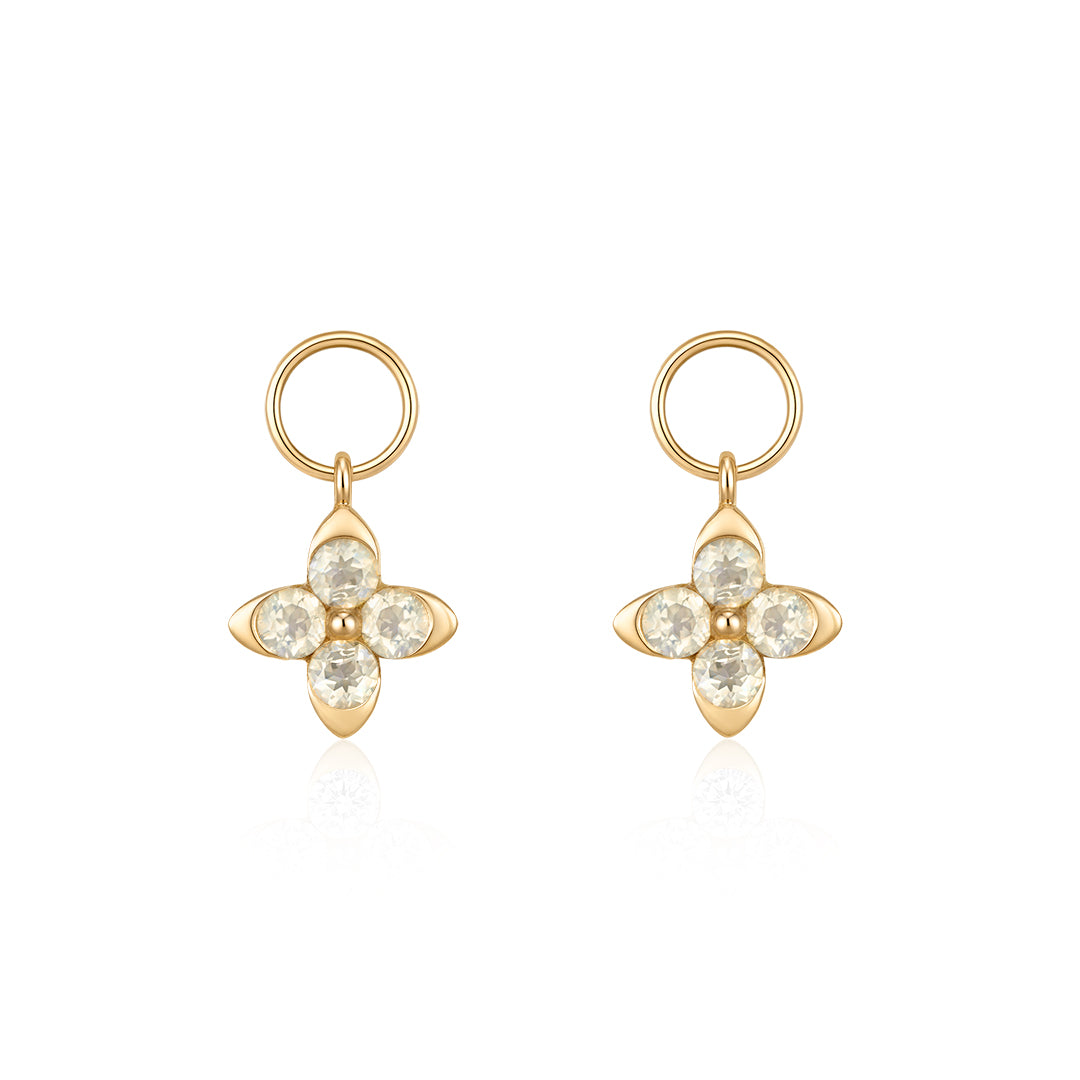 Opal Flower Charms for Huggies (Pair)