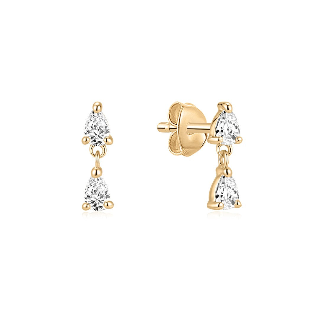Lab-Grown Diamond Double Pear Drop Stud