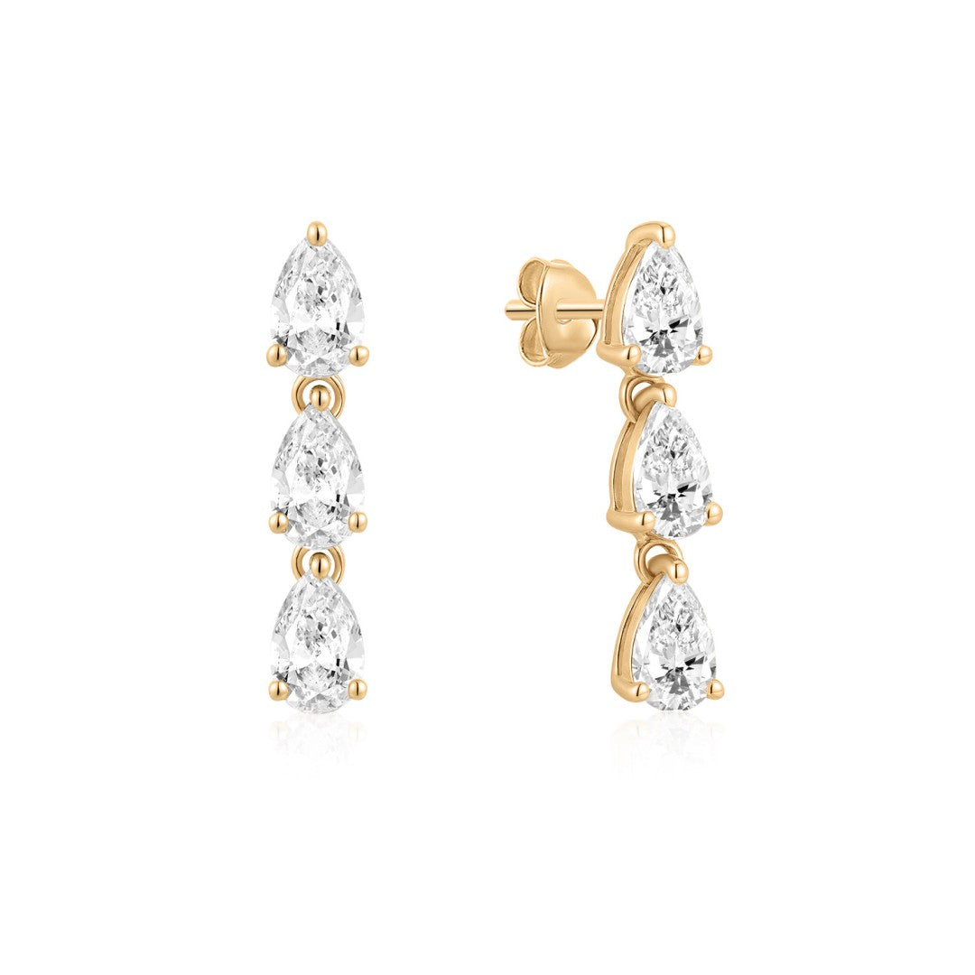 Lab-Grown Diamond Triple Pear Drop Earrings