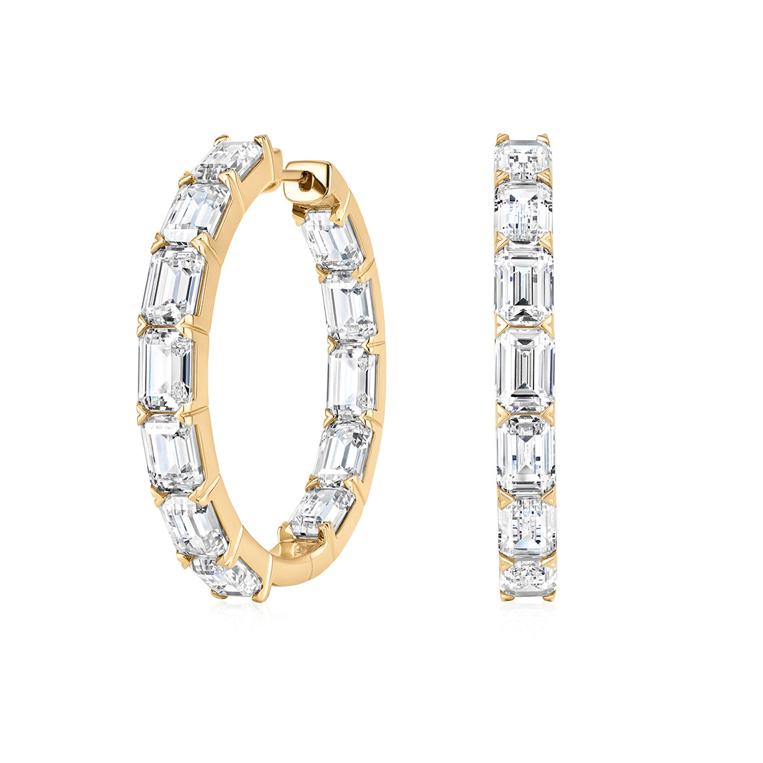 Emerald Cut Diamond Hoop Earrings (Lab-Grown)