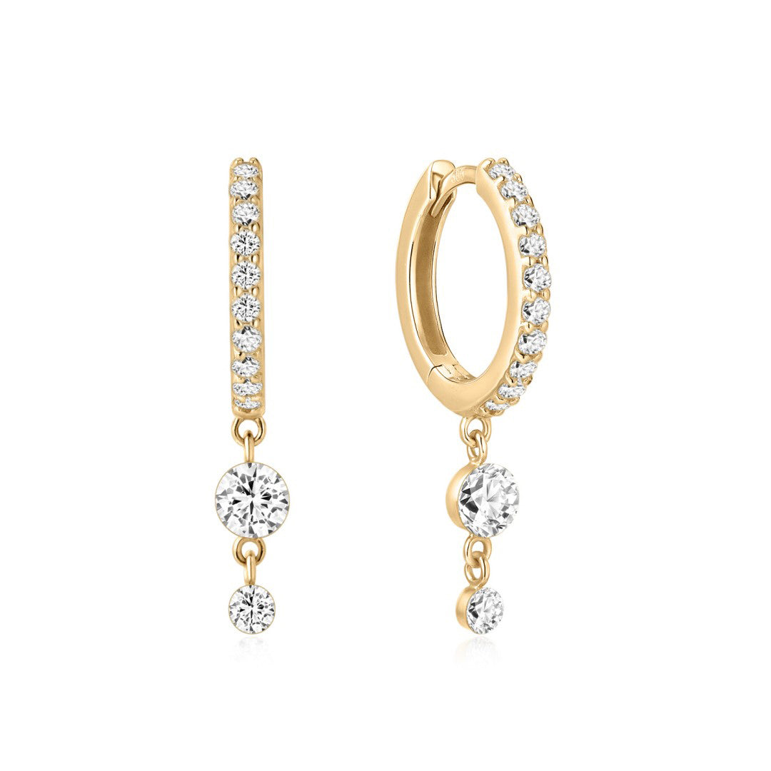 Lab Grown Diamond Drop Hoops Huggies Earrings