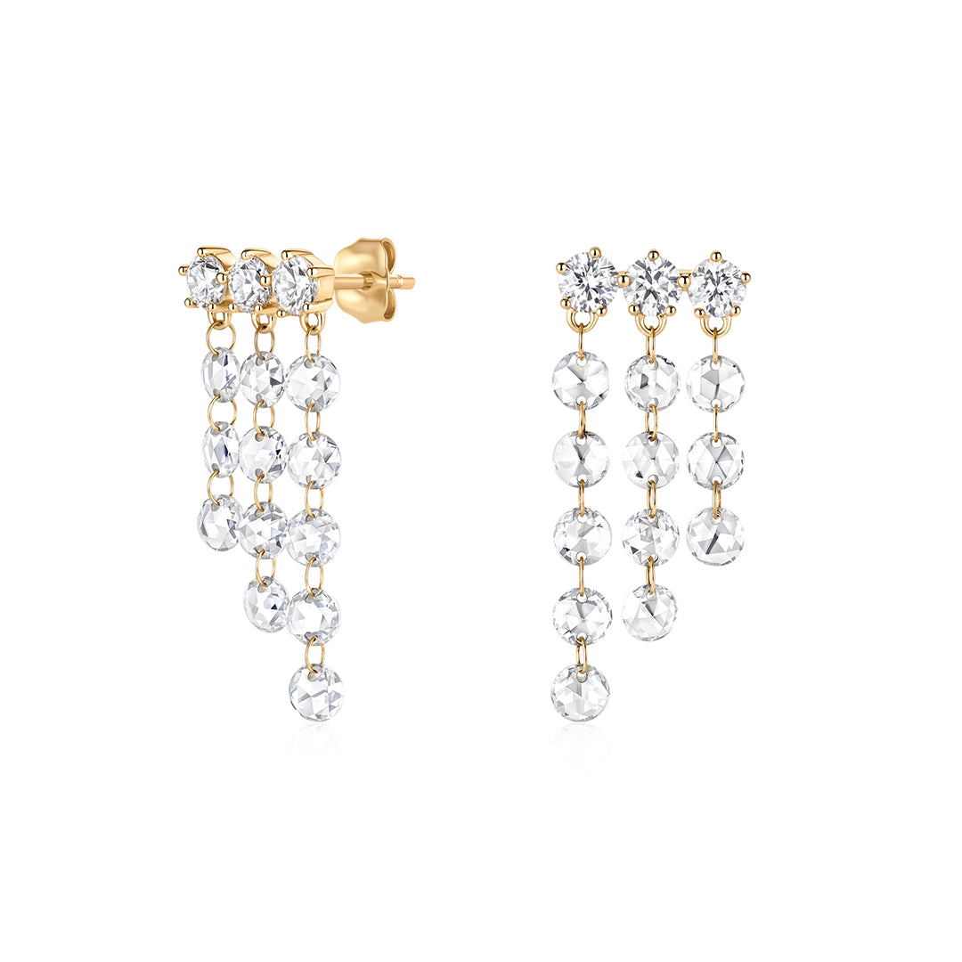 Lab-Grown Diamond Multi-Strand Rose-Cut Drop Earrings
