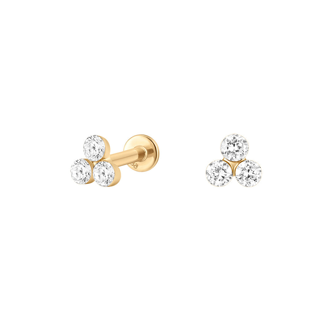 Invisible-Set Lab-Grown Diamond Flatback Piercing Stud
