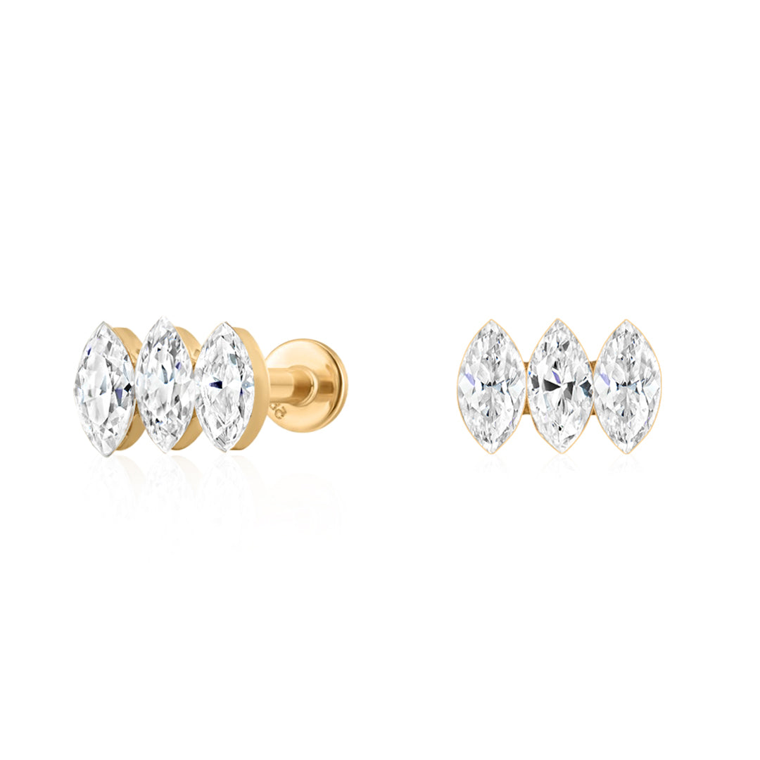 Invisible-Set Marquise Lab-Grown Diamond Piercing Stud