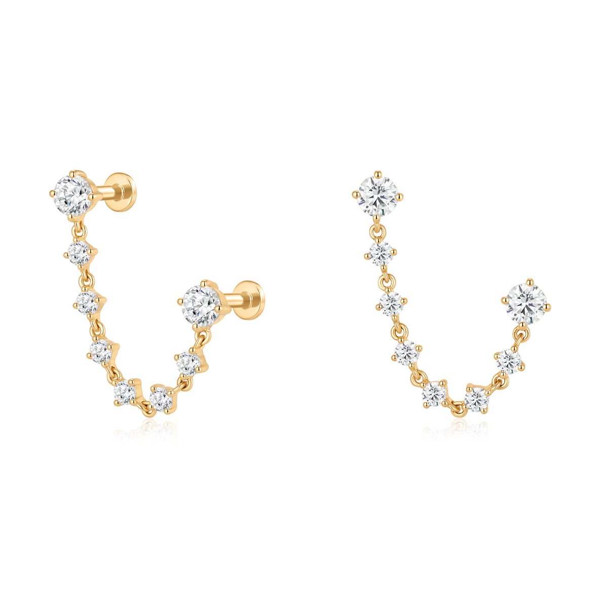 Lab-Grown Diamond Tassel Flat Back Piercing Studs