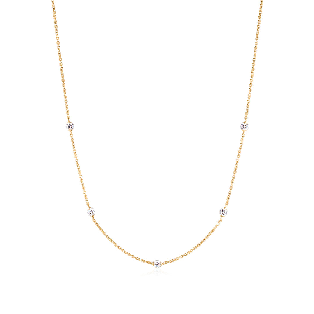 Pressure-Set Lab Diamond Station Necklace