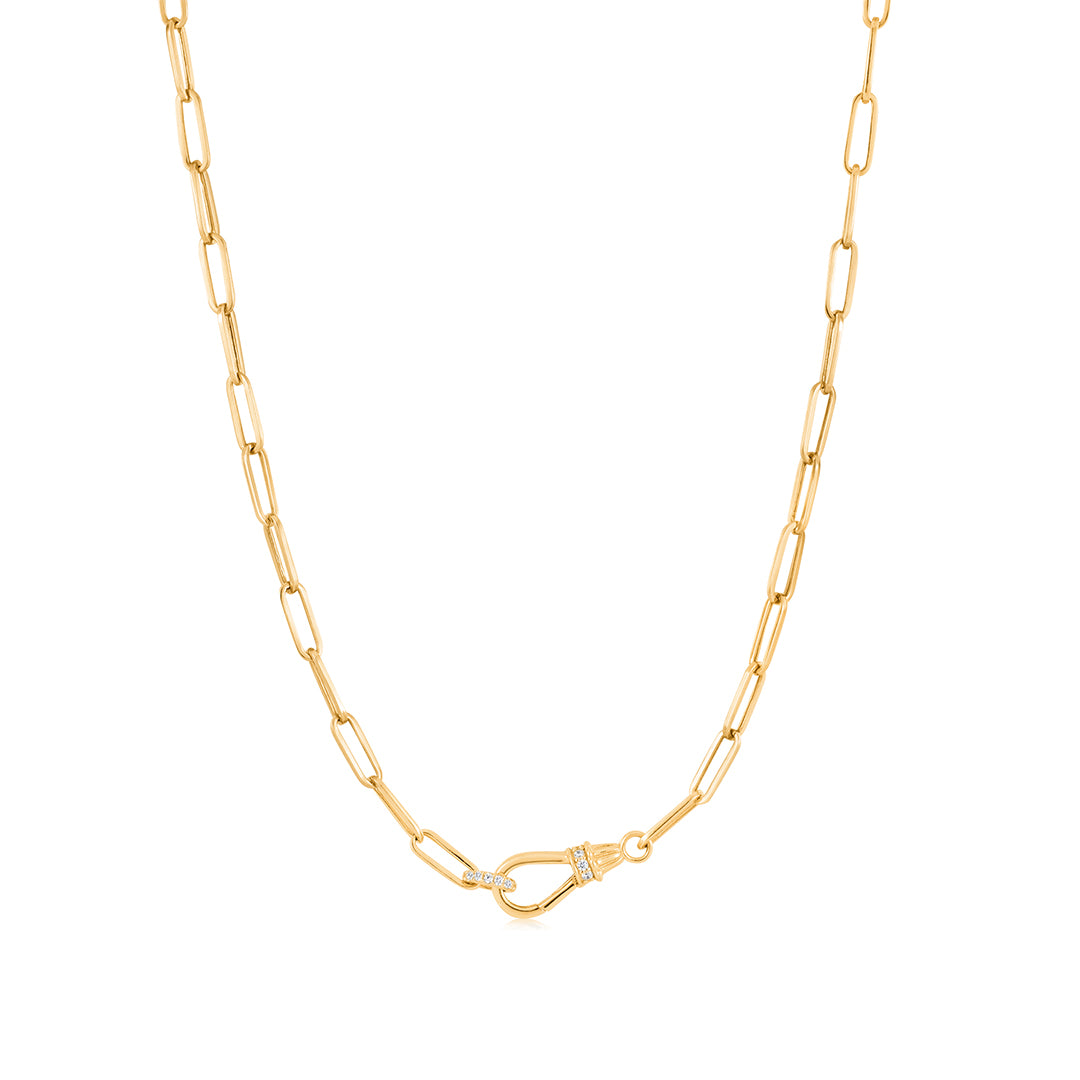 Lab-Grown Diamond Clasp Paperclip Chain Necklace