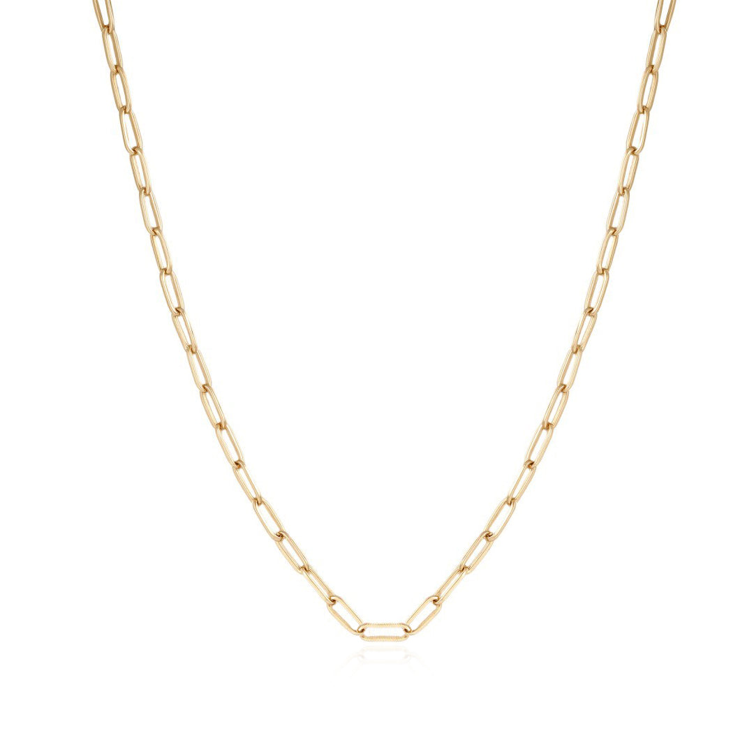 Gold Elongated Link Chain Necklace