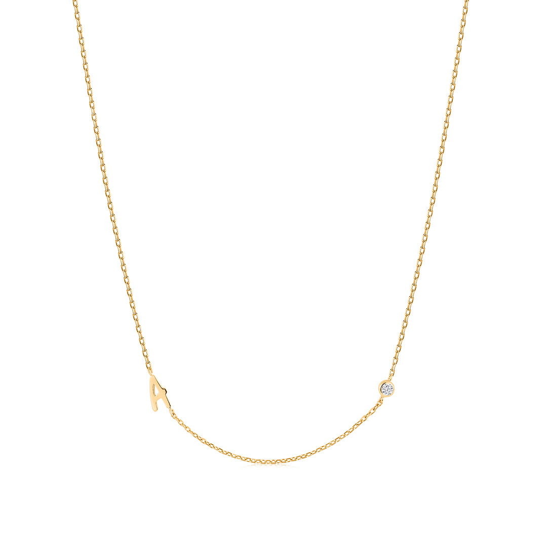 Lab-Grown Diamond Single Stone Initial Necklace