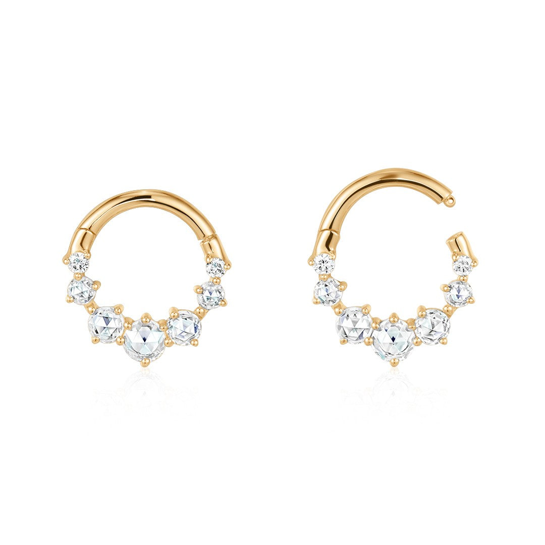 Mixed-Cut Lab Diamond Clicker Piercing Ring