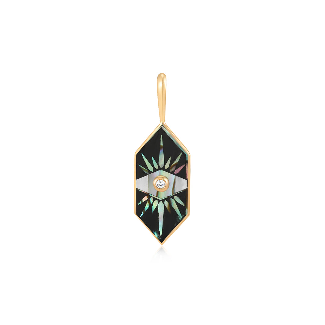 Abalone Evil Eye Natural Diamond Chain Charm Pendant