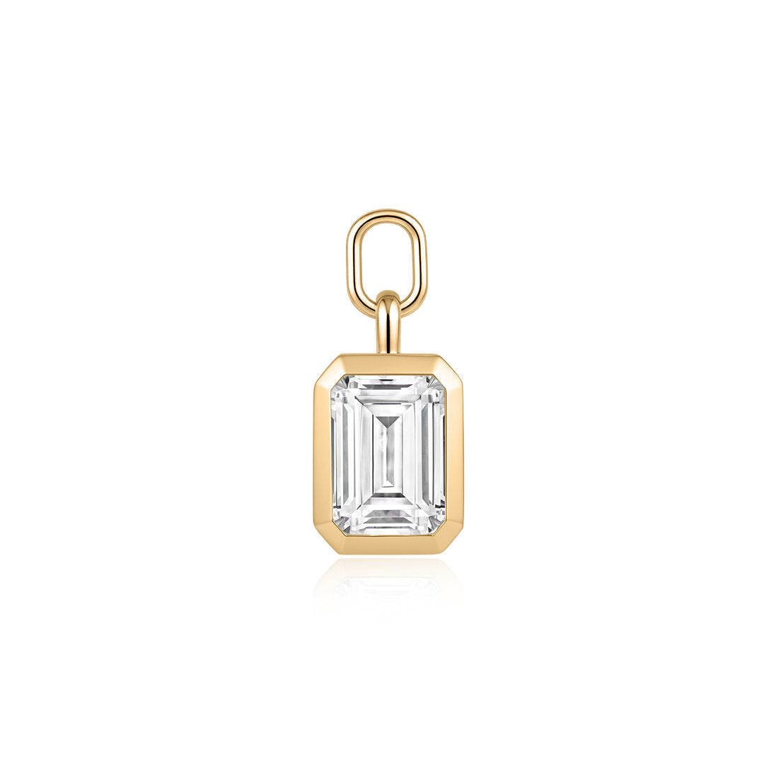 Bezel-Set Emerald-Cut Lab-Grown Diamond Chain Charm