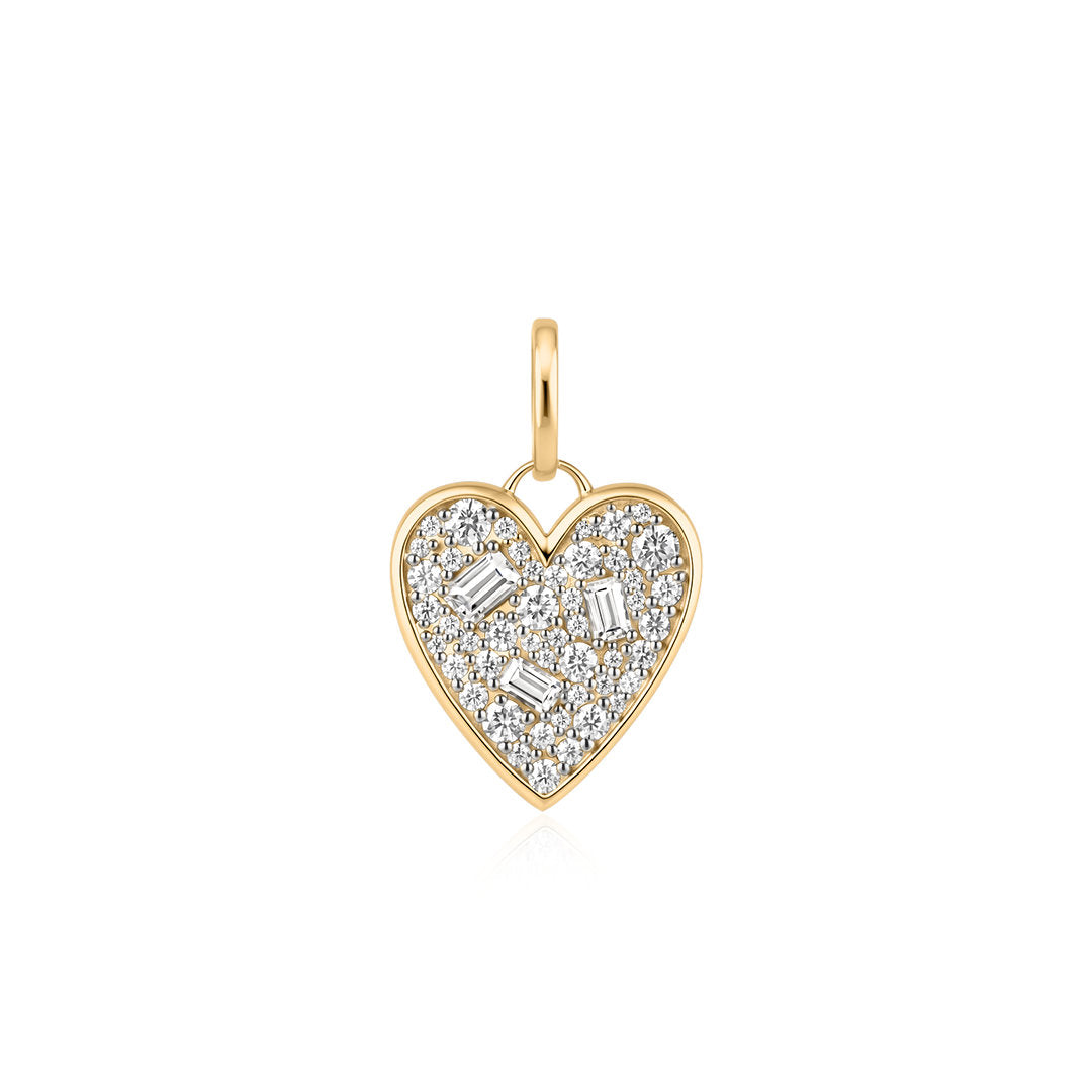 Two-Tone Heart Mosaic Lab-Grown Diamond Pendant