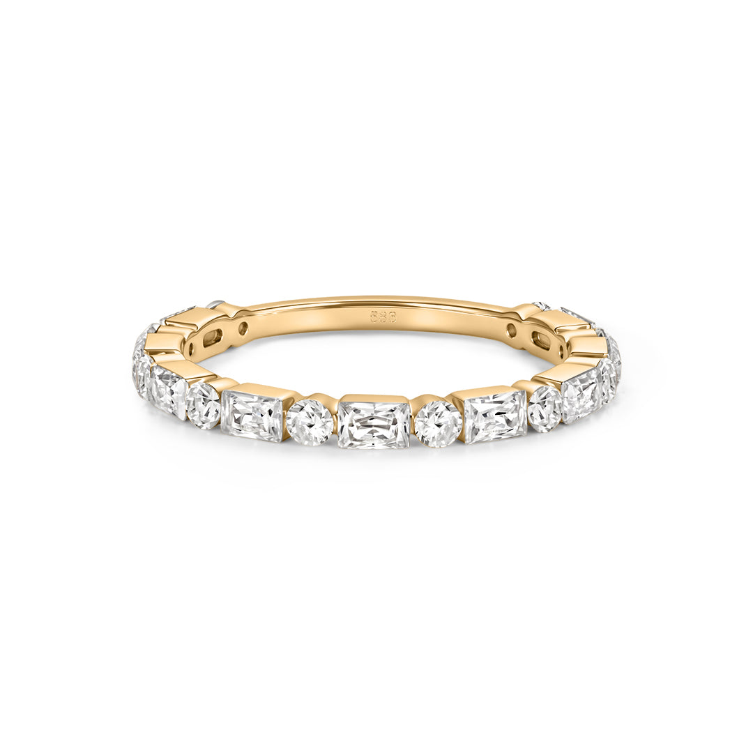 Alternating Baguette and Round Lab-Grown Diamond Band