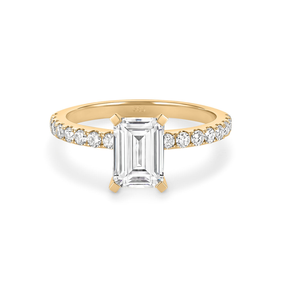 Emerald-Cut Lab-Grown Diamond Pavé Engagement Ring