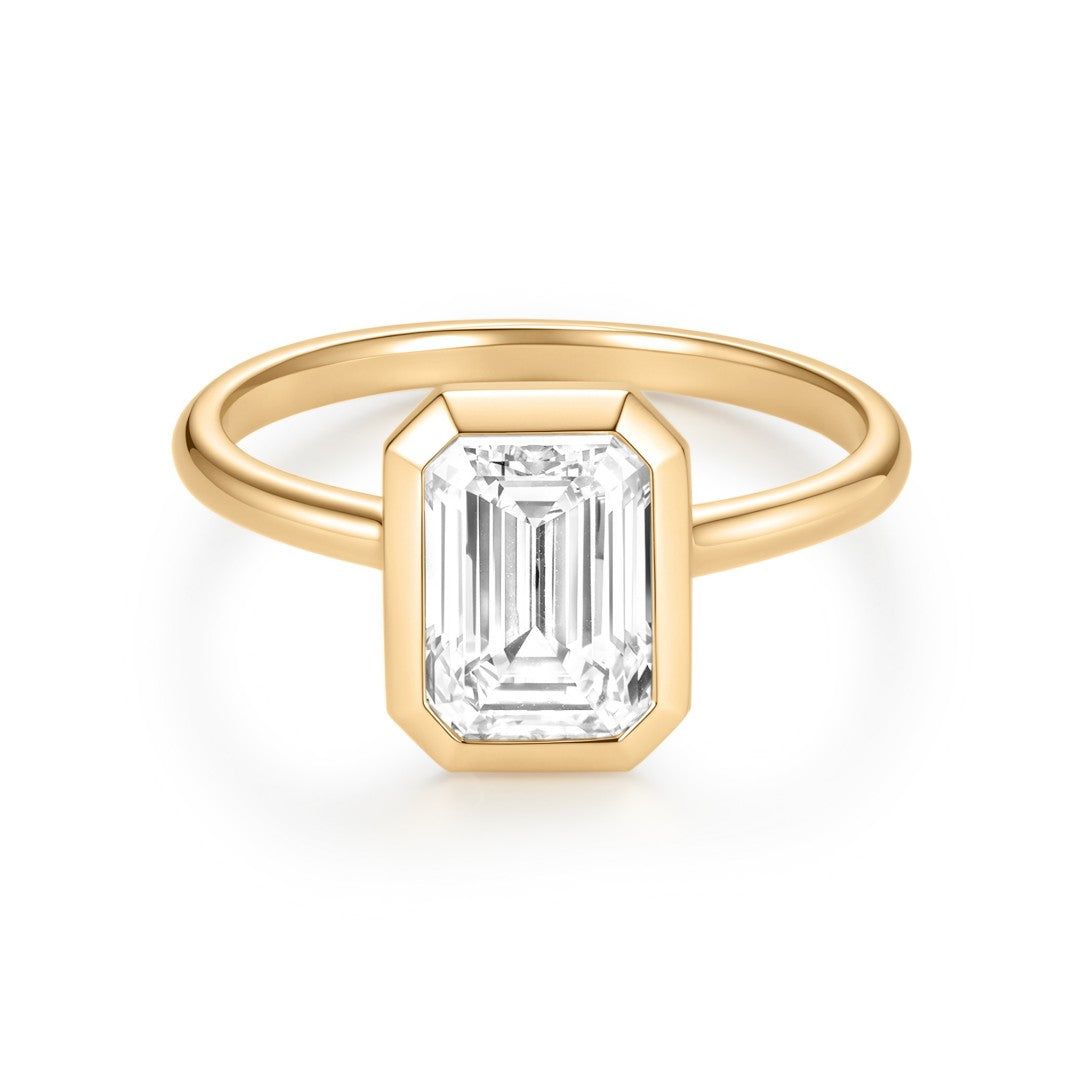 Emerald-Cut Lab-Grown Diamond Bezel Solitaire Engagement Ring
