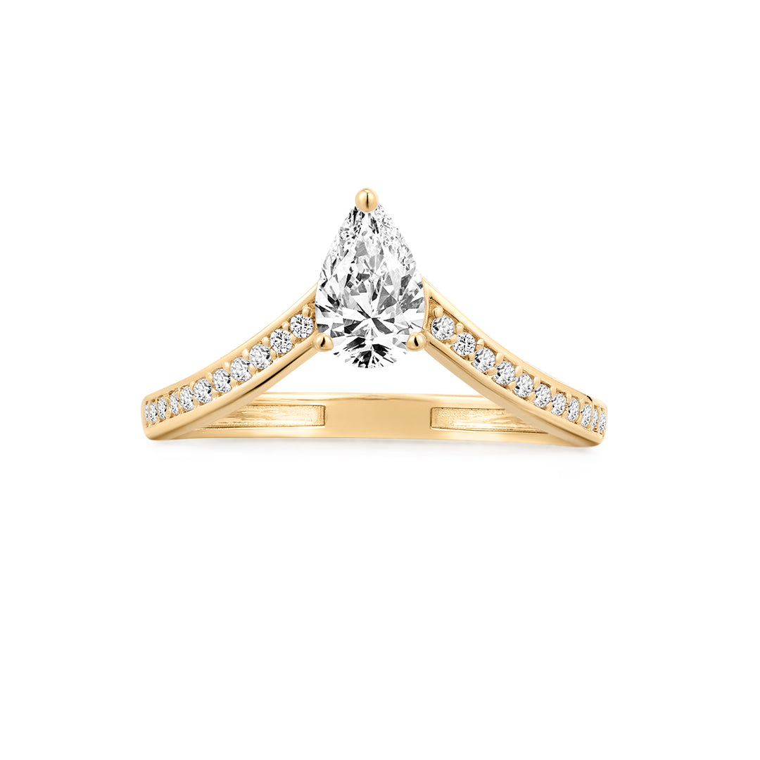 Pear-Cut Lab-Grown Diamond V-Band Ring