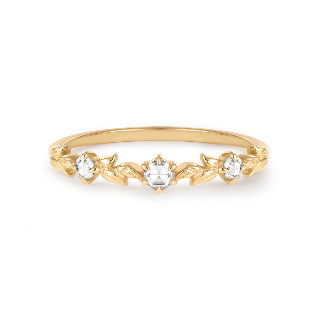 Lab-Grown Diamond Vine Band Ring — Rose-Cut Accents