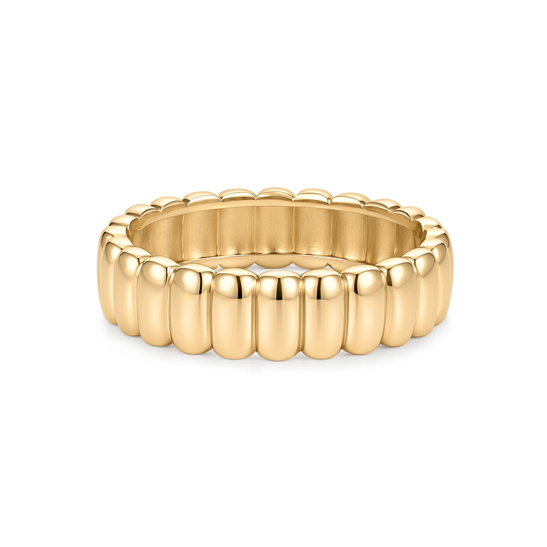 Ribbed Gold Band Ring