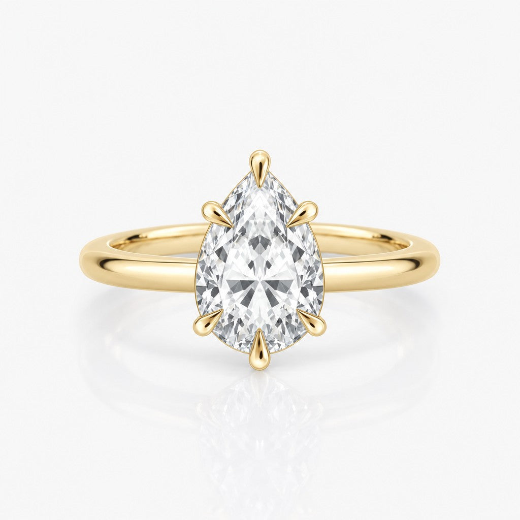 Claw-Prong Halo Ring Setting with Plain Gold Shank