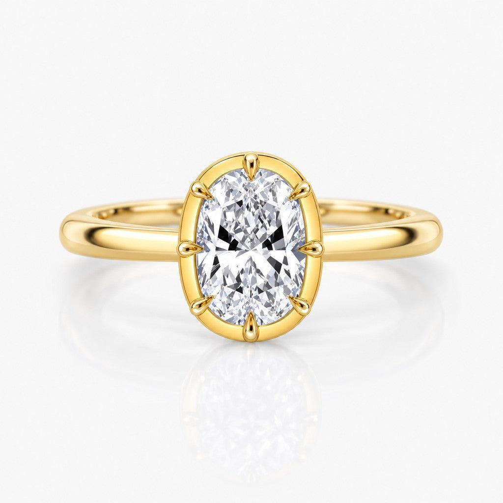 Georgian-Style Collet Ring Setting with Plain Gold Shank