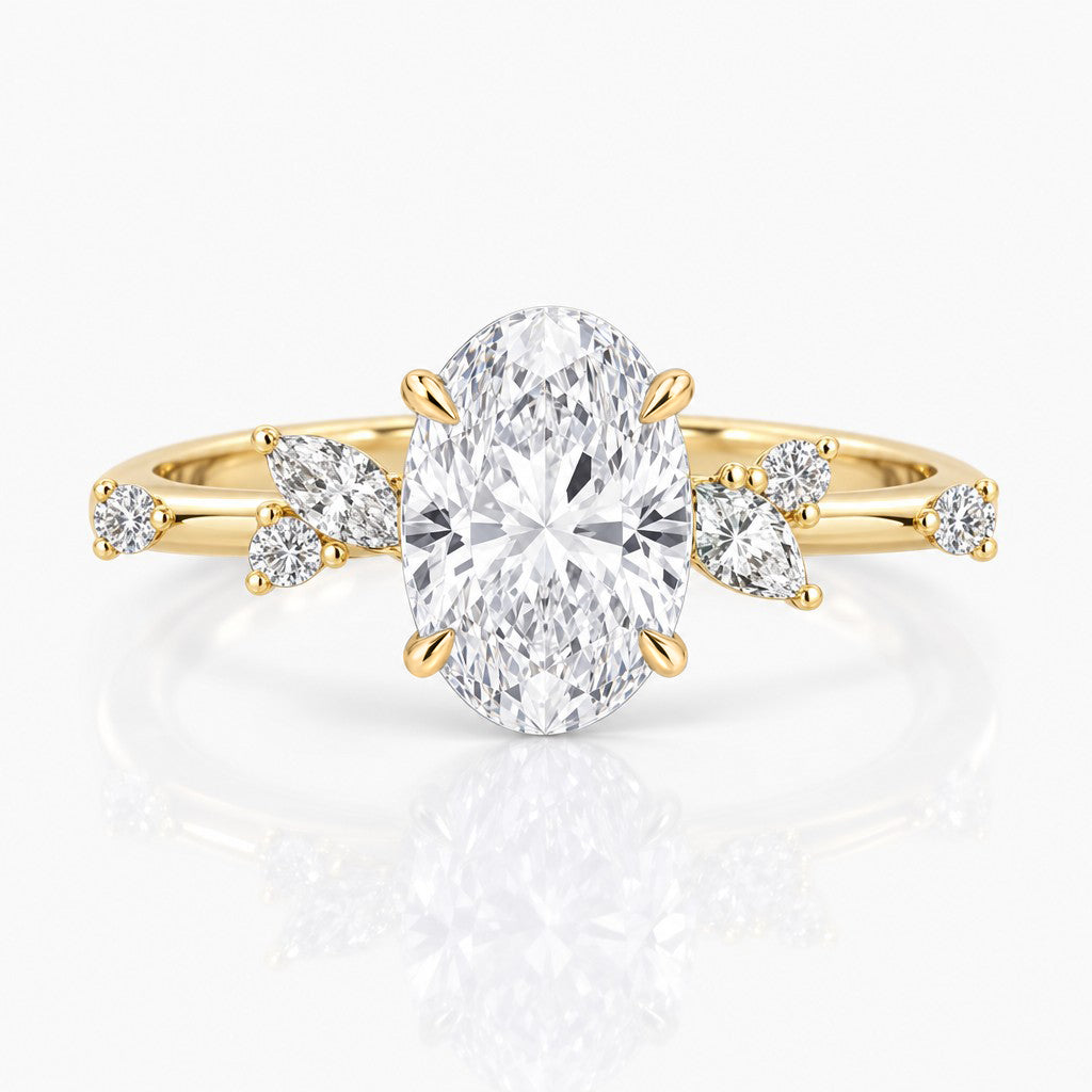 V-Basket Claw-Prong Ring Setting with Mixed-Cut Diamond Shank