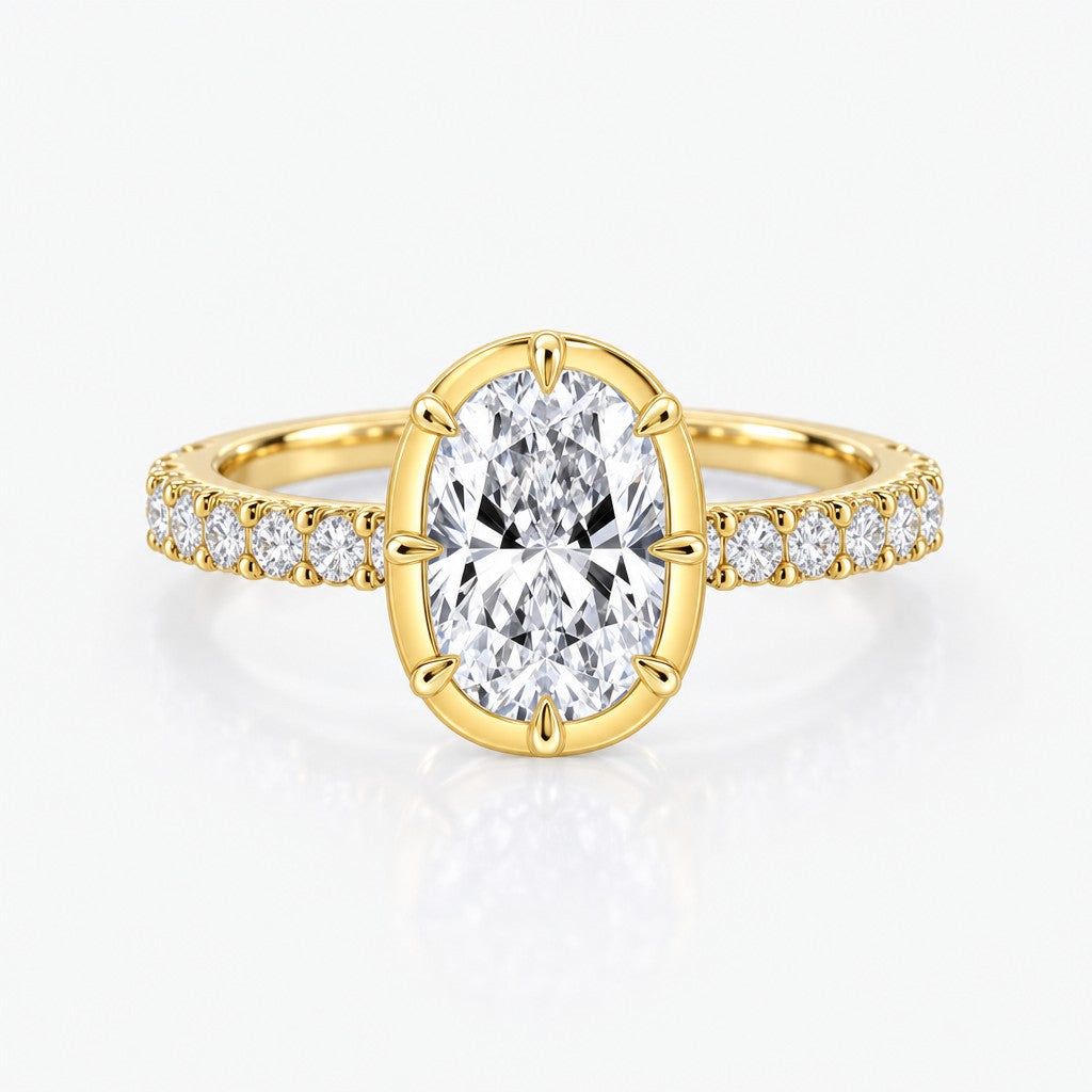 Georgian-Style Collet Ring Setting with Shared-Prong Diamond Shank