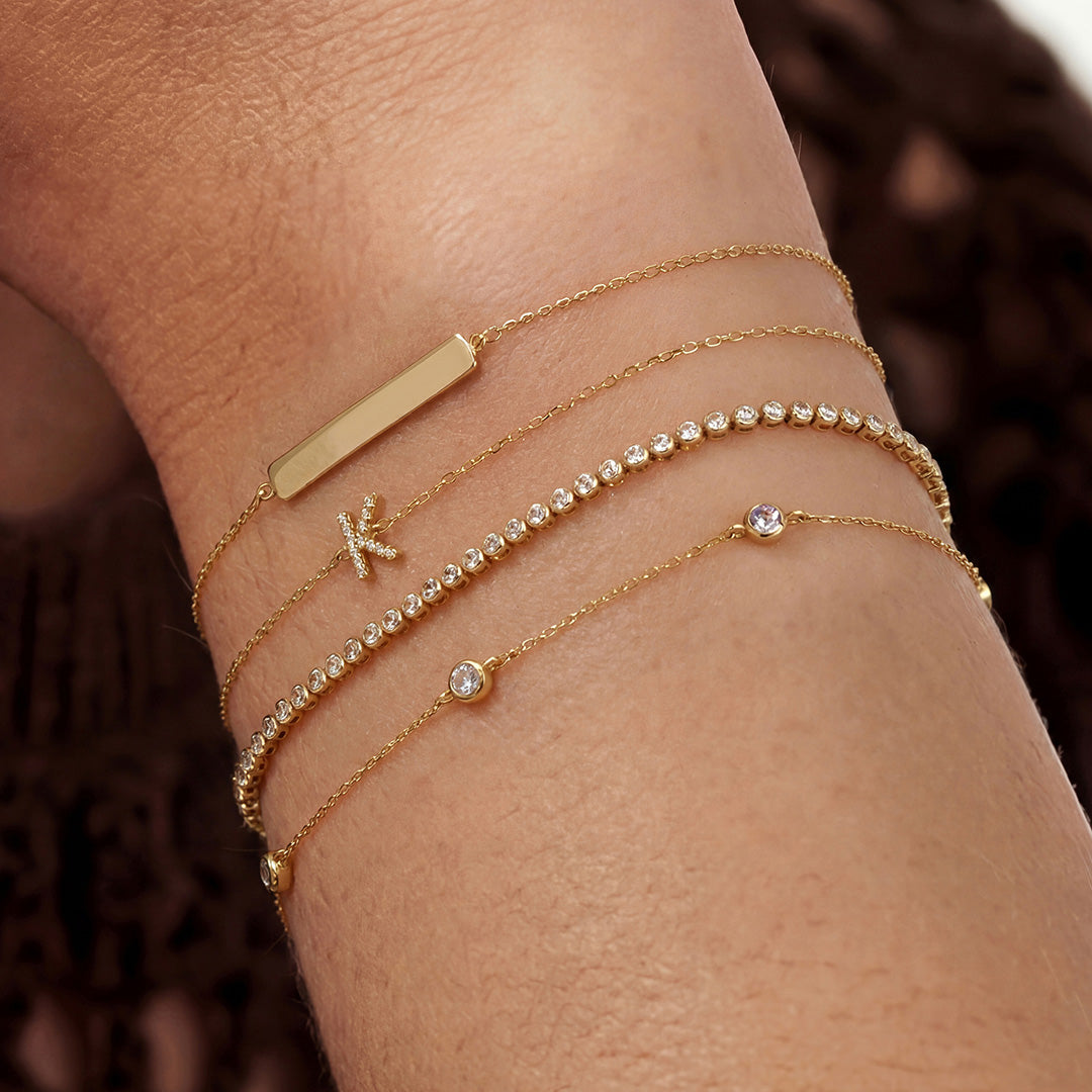 Birthstone Bezel Lab-Grown Diamond Bracelet — 12 Month Colors