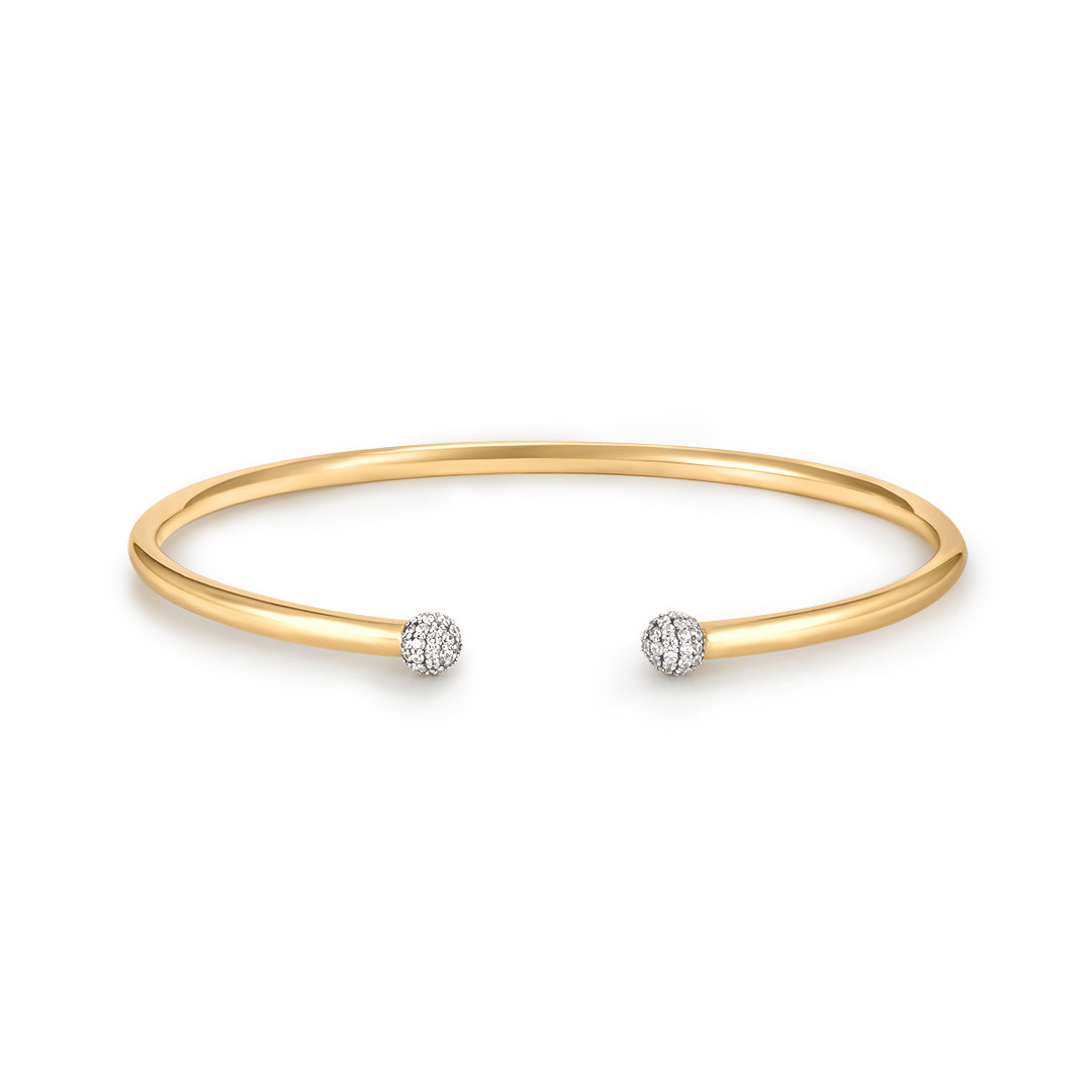 Two-Tone Lab-Grown Diamond Pavé Ball Bangle