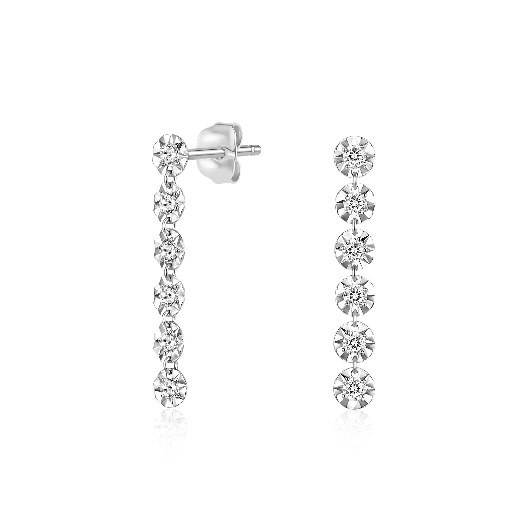 Diamond-Cut Frame Lab-Grown Diamond Drop Earrings