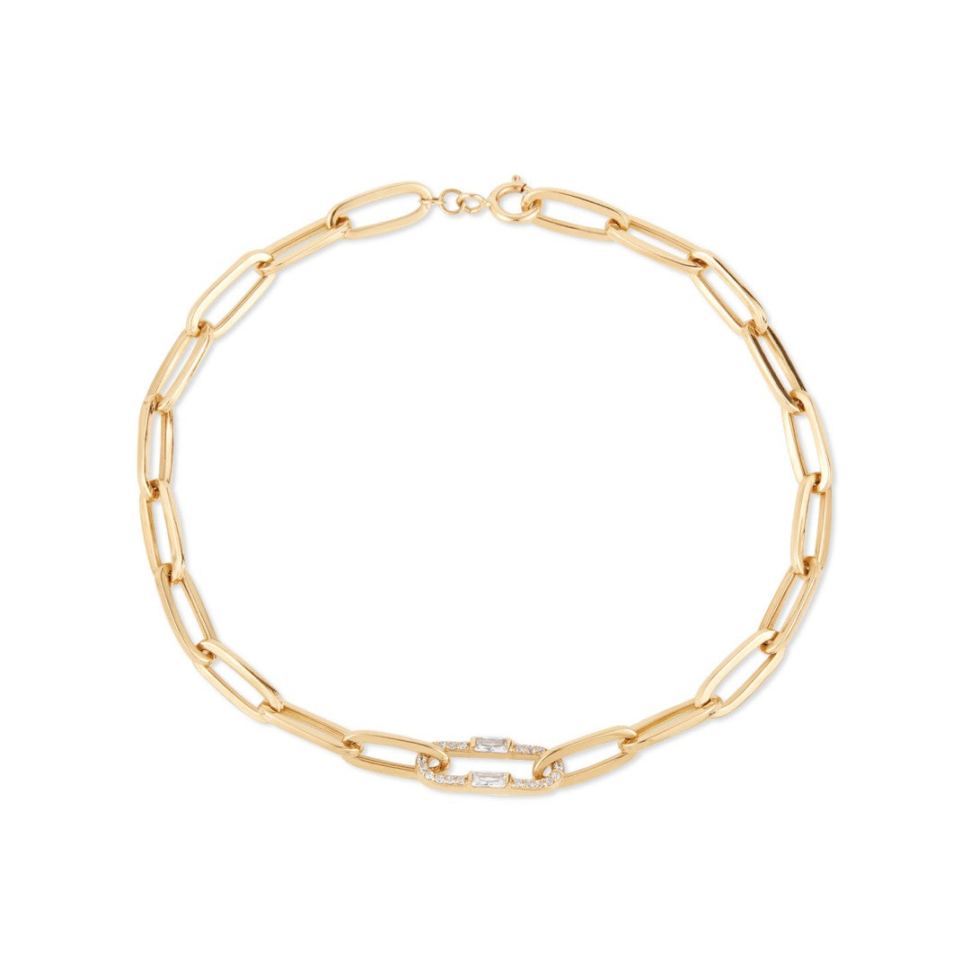 Baguette Lab-Grown Diamond Link Chain Bracelet