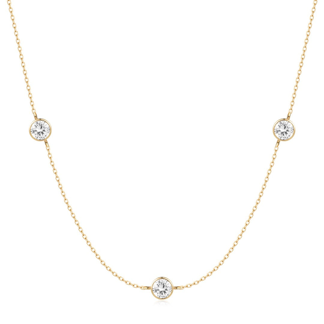 Bezel-Set Lab-Grown Diamond Station Necklace