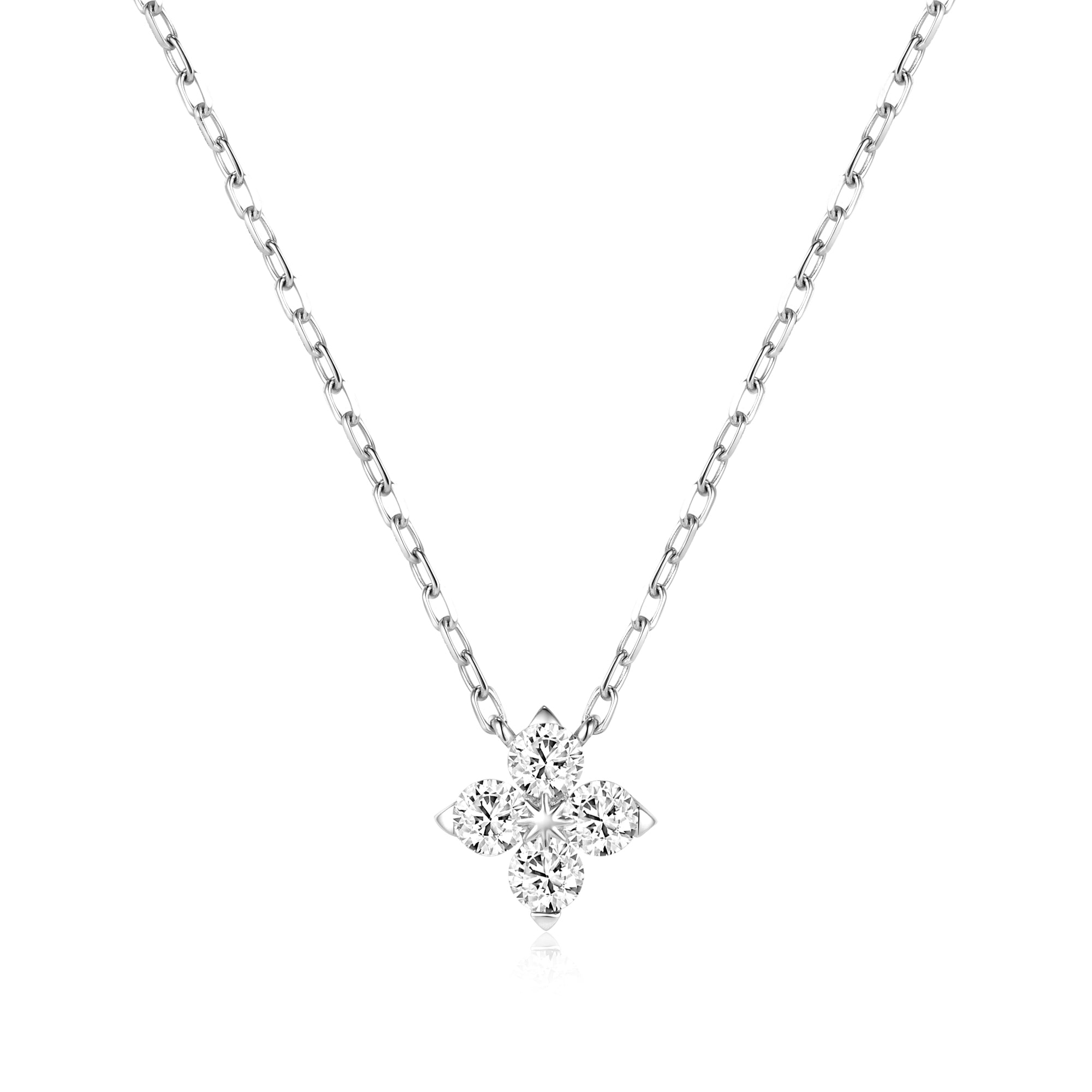 0.272 ct Round Lab-Grown Diamond Floral Pendant Necklace